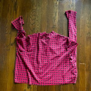 Checkered cropped mock turtleneck